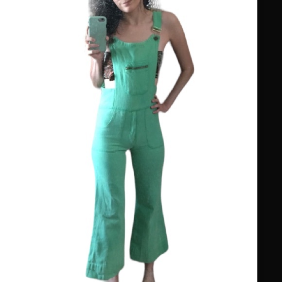 Vintage green bell bottom overalls coveralls XXS - Picture 5 of 16
